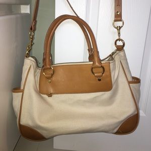 JCrew small travel duffle in canvas and leather